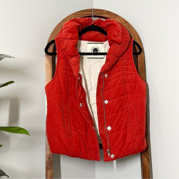 Anthropologie SMALL Red Corduroy Daughters Of The Liberation Zip Puff Vest - Picture 3 of 10